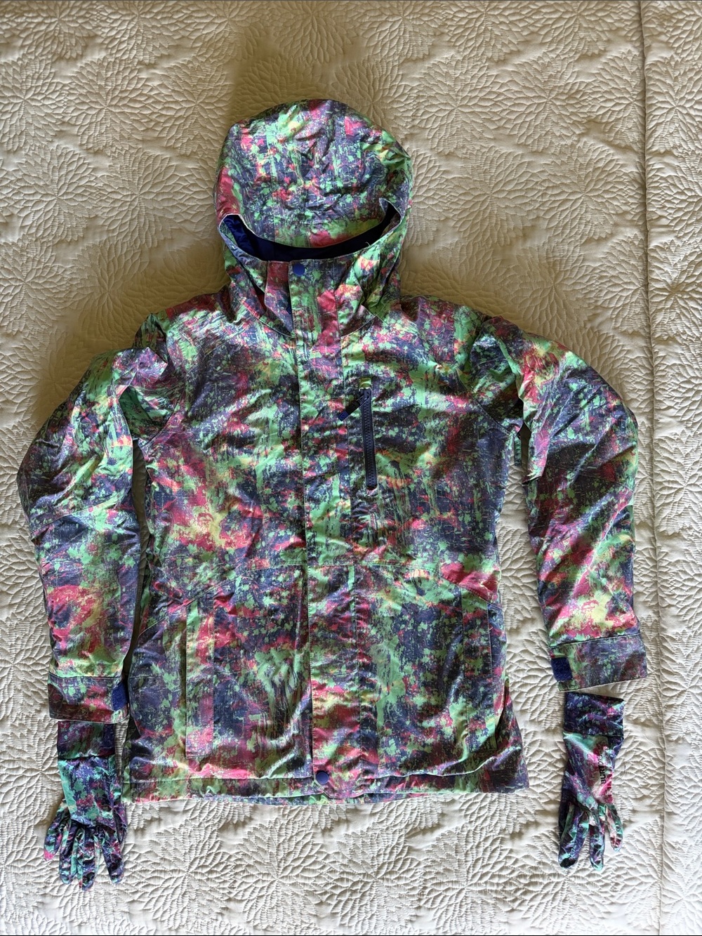 Burton Women’s L Multicolor Splash Print Snowboard Jacket - Green, Pink, Blue